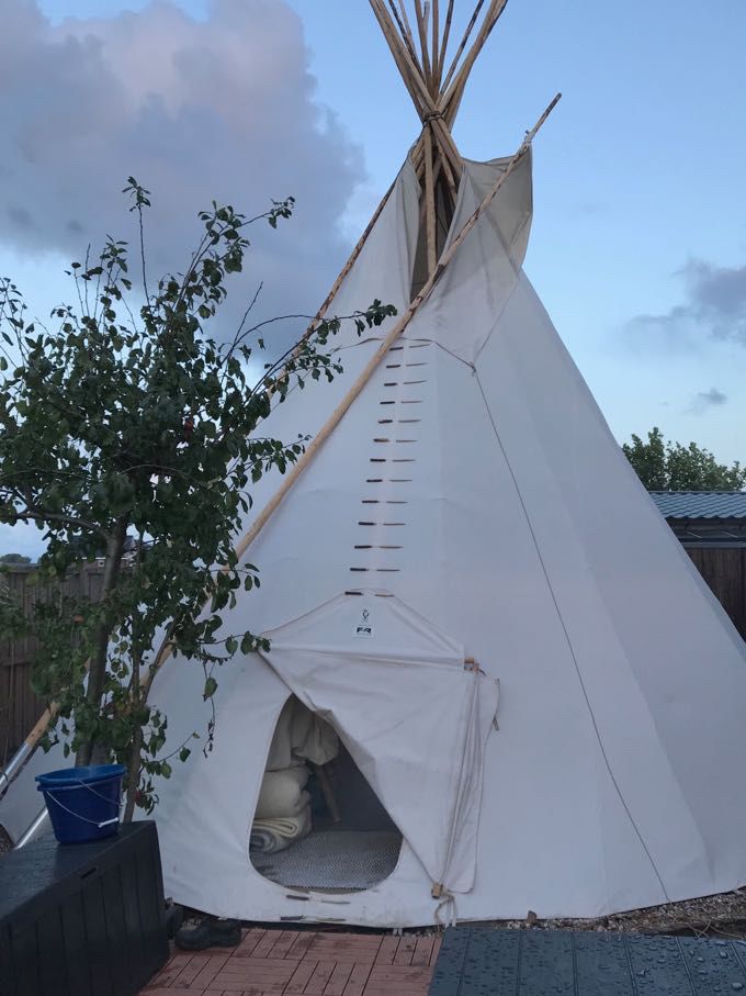 Onze Tipi tent in volle glorie.